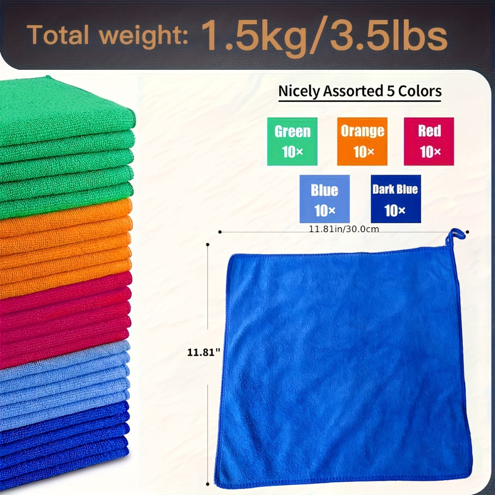 Microfiber Cleaning Cloths 50/60 Pack – Ultra-Soft Scratch-Free Towels for Car Detailing, Kitchen & Home, Quick-Dry Absorbent Lint-Free