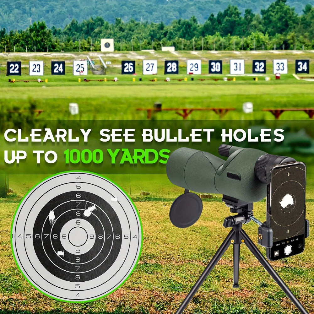25-75x60 Spotting Scope with Tripod, Carrying Bag & Smartphone Adapter, High-Power Variable Zoom Scope for Target Shooting