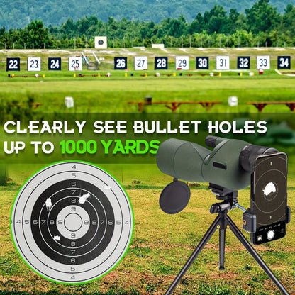 25-75x60 Spotting Scope with Tripod, Carrying Bag & Smartphone Adapter, High-Power Variable Zoom Scope for Target Shooting