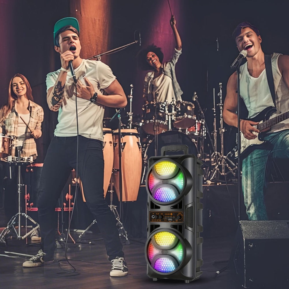 8000W Portable Karaoke Speaker with Subwoofer & Microphone, High-Power Wireless Bluetooth Audio System