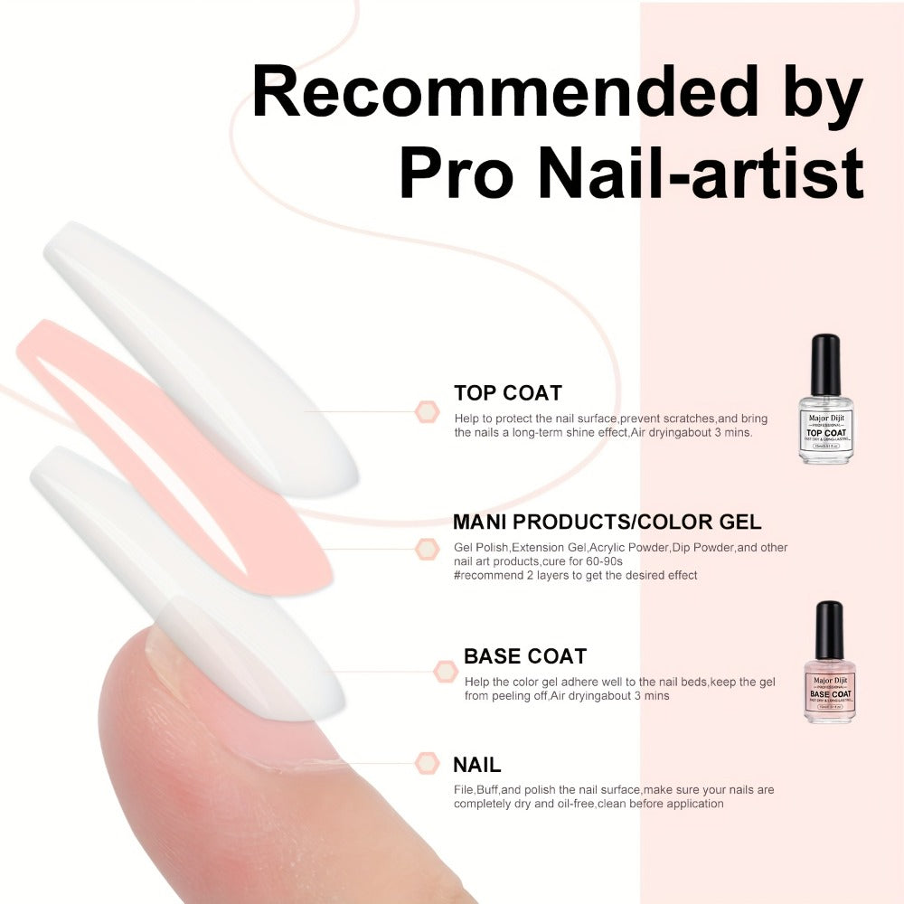 Nail Base Coat and Top Coat Kit – High Gloss Long-Lasting Air Dry Non-Gel Nail Care Set with Nutrient Oil & Drying Agent