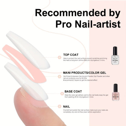 Nail Base Coat and Top Coat Kit – High Gloss Long-Lasting Air Dry Non-Gel Nail Care Set with Nutrient Oil & Drying Agent