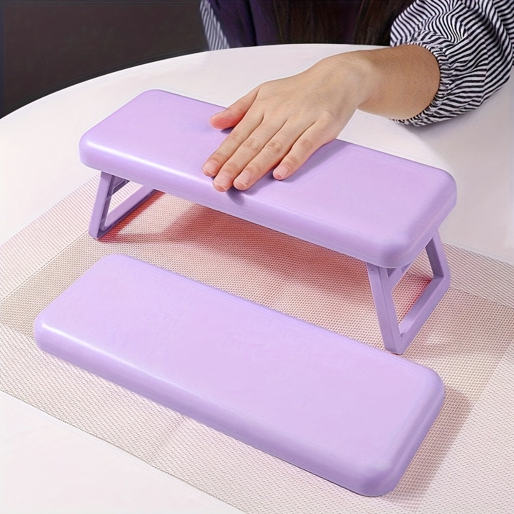 Folding Nail Armrest Hand Rest for Nail Technicians – Cushioned Wrist Support Pillow Bracket, Portable Manicure Table Stand