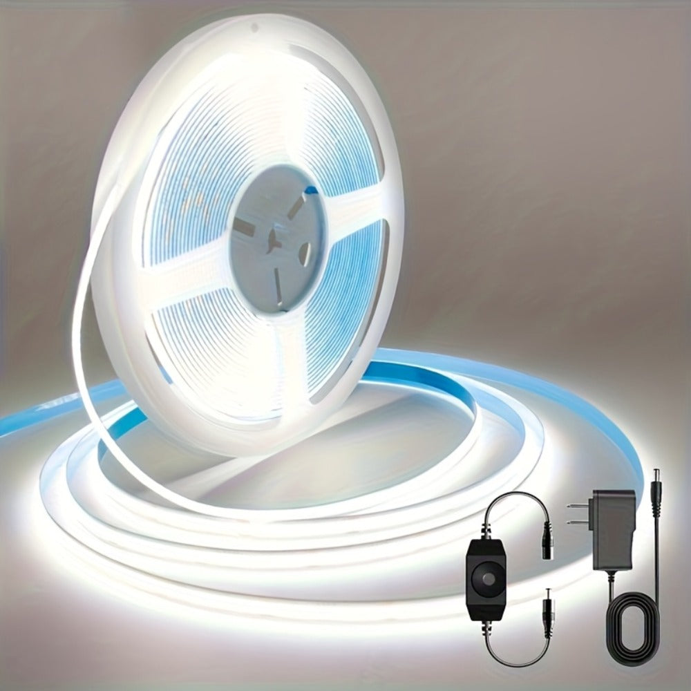 COB LED Strip Light Dimmable 32.8ft 10m, 8mm Ultra-Thin 24V High Density Flexible COB LED Tape Light with Dimmer Switch