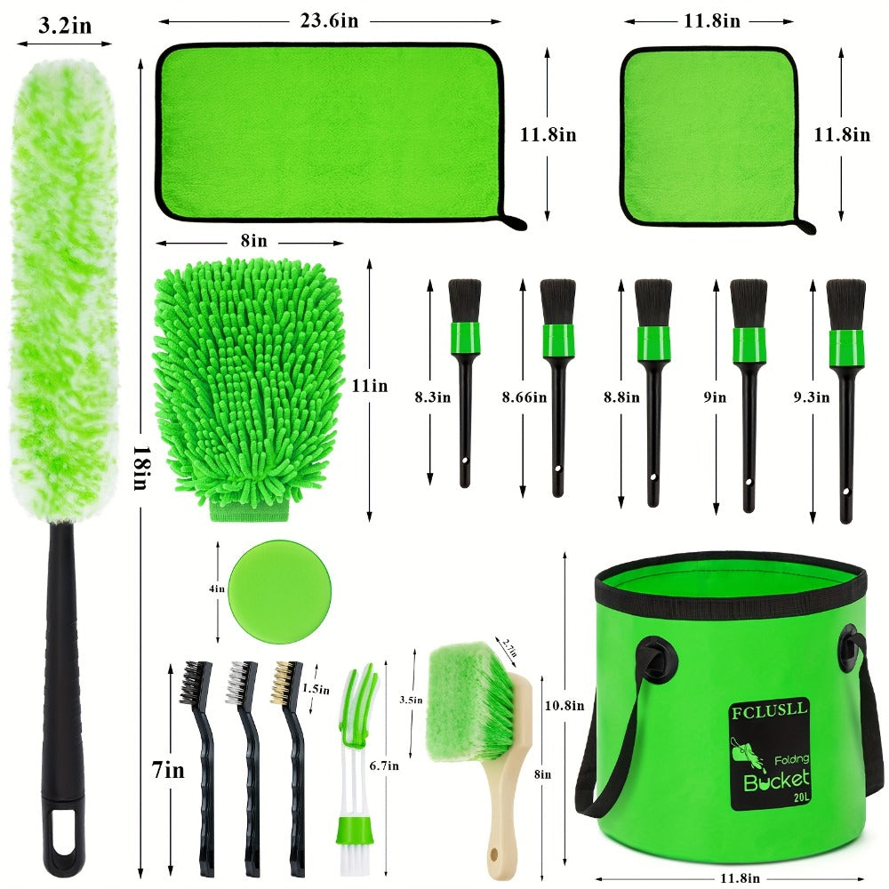 Car Cleaning Kit with Portable Vacuum Cleaner – 17/24/29/32/35pcs Interior Detailing Set with Windshield Cleaner