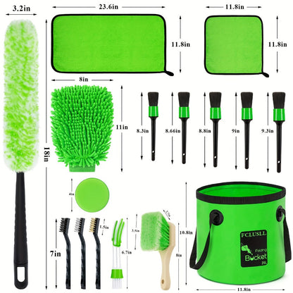 Car Cleaning Kit with Portable Vacuum Cleaner – 17/24/29/32/35pcs Interior Detailing Set with Windshield Cleaner