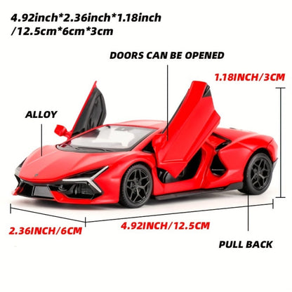 Lamborghini Diecast Car Model 1:36 Scale Alloy Pullback with Openable Doors, Aerodynamic Supercar Replica