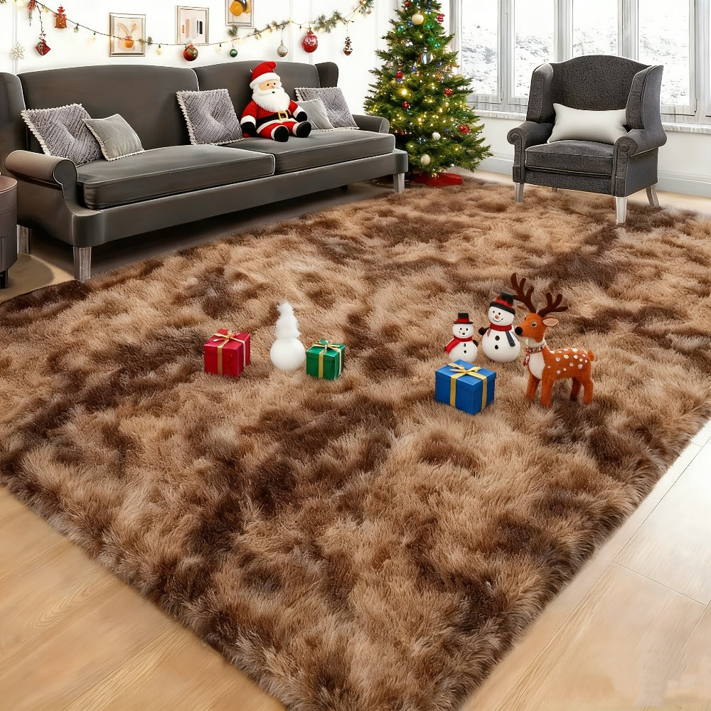 Gradient Color Soft Area Rug – Washable Anti-Slip Shaggy Fluffy Carpet for Living Room & Bedroom | Modern Machine-Made Floor Mat