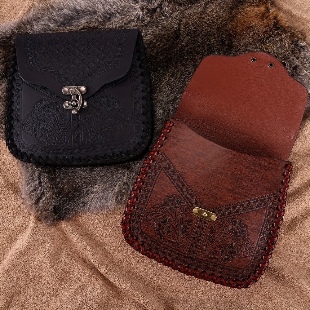 Dragon Embossed Faux Leather Waist Bag, Medieval Viking Norse Style Belt Pouch, Coin Purse Hip Bag for Renaissance Faire