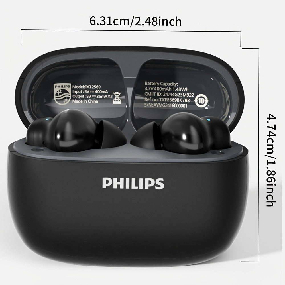 Wireless Earbuds Philips TAT2569 with Active Noise Reduction, Dual Microphones and Type-C Charging Case