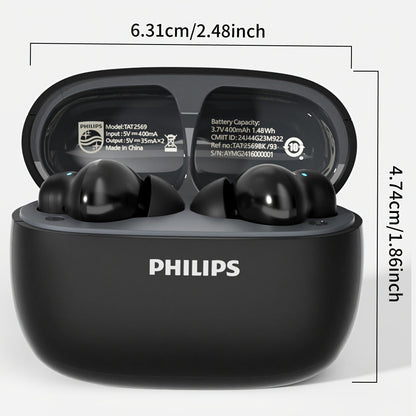 Wireless Earbuds Philips TAT2569 with Active Noise Reduction, Dual Microphones and Type-C Charging Case