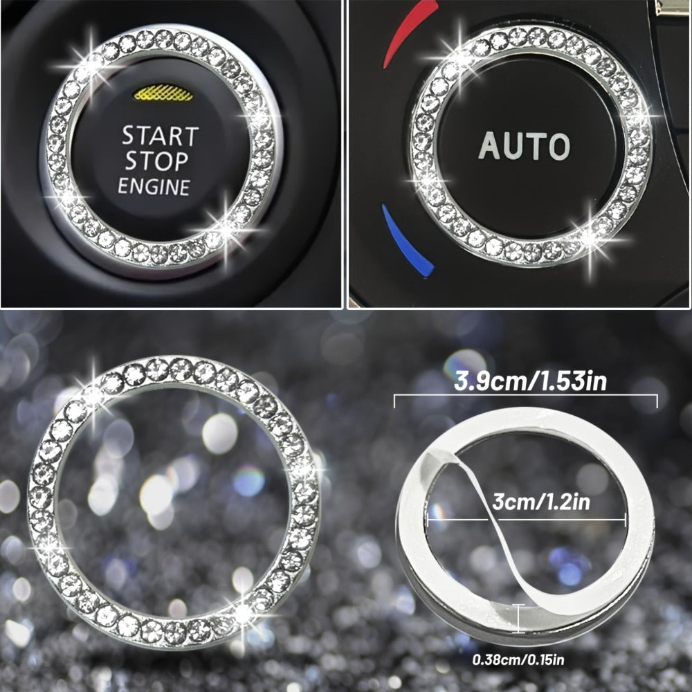30-Piece Bling Car Interior Accessories Set with 15-Inch Steering Wheel Cover, Seat Belt Pads and Trim