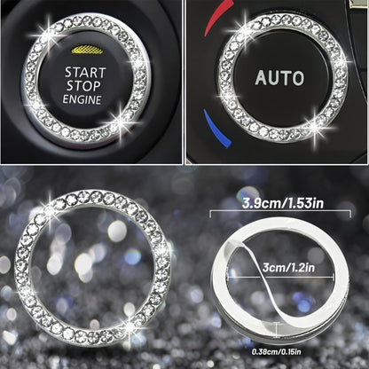 30-Piece Bling Car Interior Accessories Set with 15-Inch Steering Wheel Cover, Seat Belt Pads and Trim