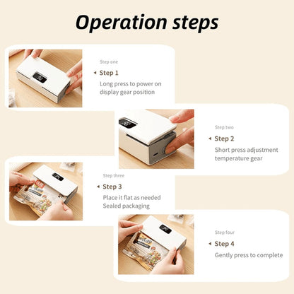 Portable Mini Bag Sealer USB Rechargeable, Handheld Food Sealer with Built-In Cutter for Fruits, Vegetables