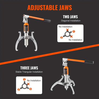 Hydraulic Gear Puller 5 Ton – 2/3 Jaw Wheel Bearing Puller & Hub Separator, 8" Jaw Capacity, Vertical & Horizontal Use