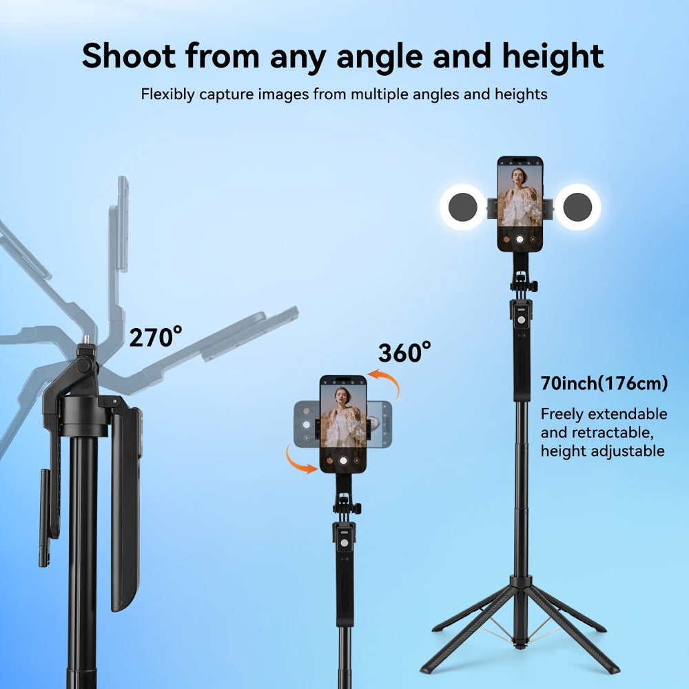 AI Tracking Tripod with Built-In LED Fill Light & Bluetooth Remote for an Everyday Personal Care Routine