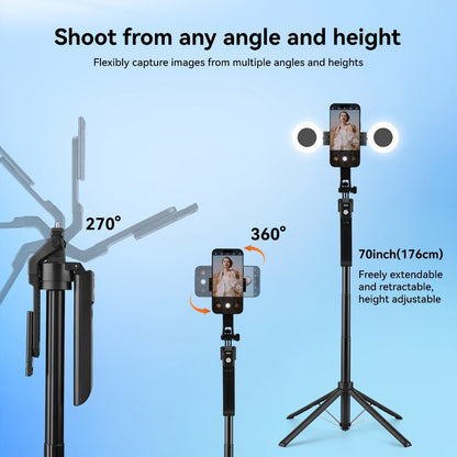 AI Tracking Tripod with Built-In LED Fill Light & Bluetooth Remote for an Everyday Personal Care Routine