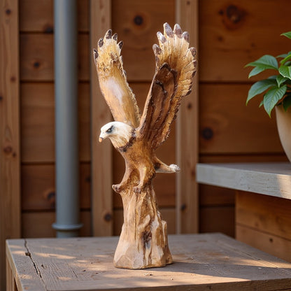 Eagle Statue 15.5-Inch Lifelike Resin Sculpture, Majestic Bald Eagle Figurine for Outdoor Garden, Patio, Yard & Indoor Home Decor