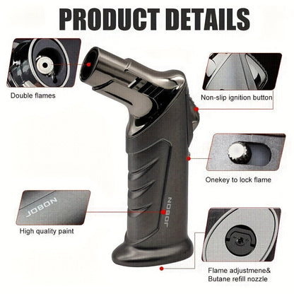 Butane Torch Lighter Gift Set 2500°F, Refillable with Safety Lock & Adjustable Flame for Home Cooking, Dining and Outdoor Meals
