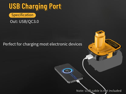 Battery Adapter DM18D DeWalt 18V to 20V Converter with USB Port Compatible with DeWalt 20V for Entryways, Bedrooms and Living Spaces