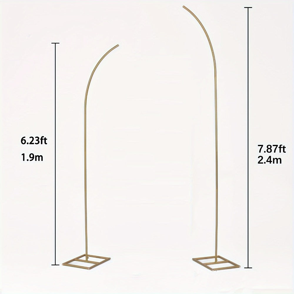 Balloon Arch Stand Kit Metal Wedding Arch Frame 6ft & 8ft Backdrop Stand Set of 2 Golden Curved Top for Birthday Party Bridal Shower