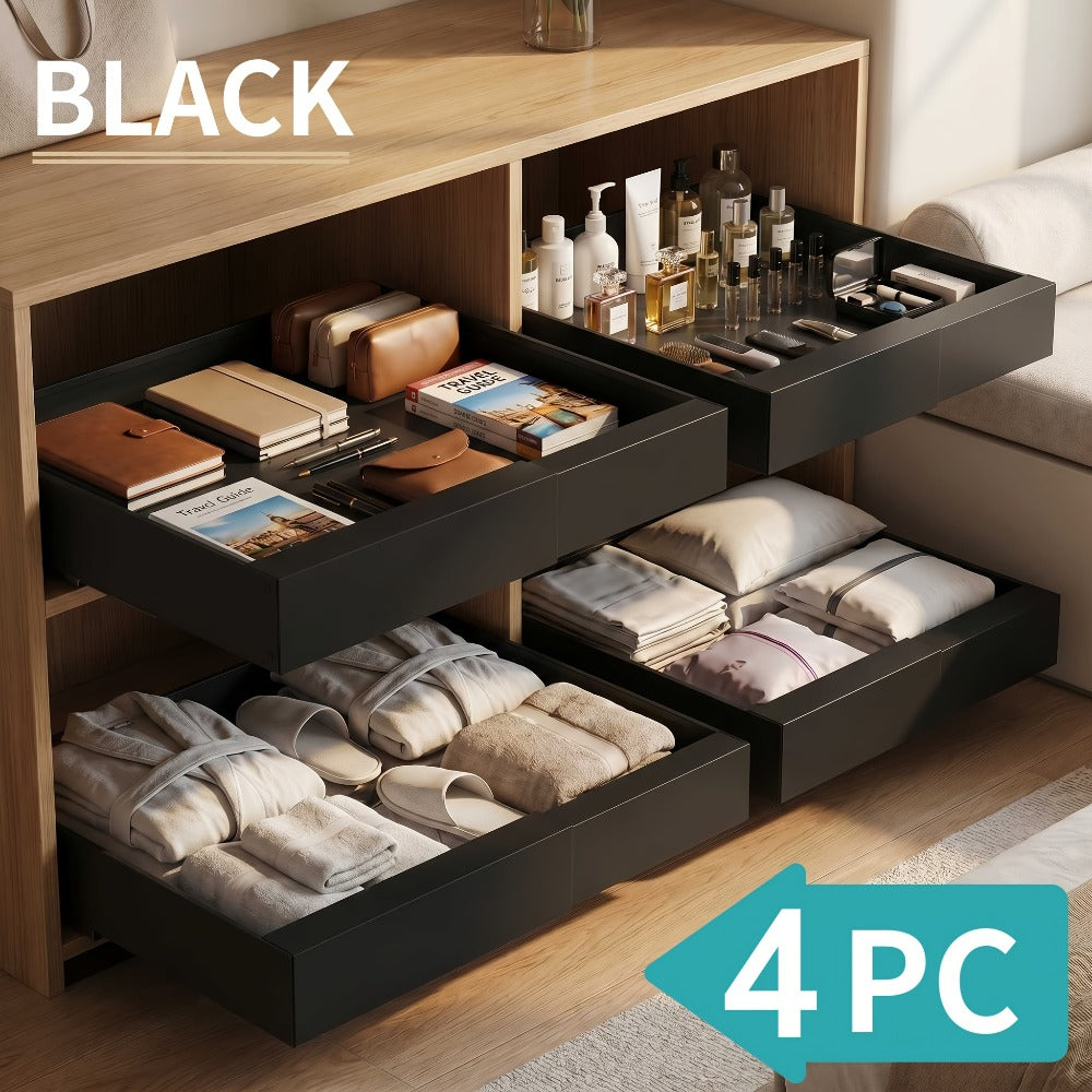 Expandable Pull-Out Cabinet Organizer with 12.6-20.5 Inch Width, Three-Track Slides and 2- or 4-Drawer Options