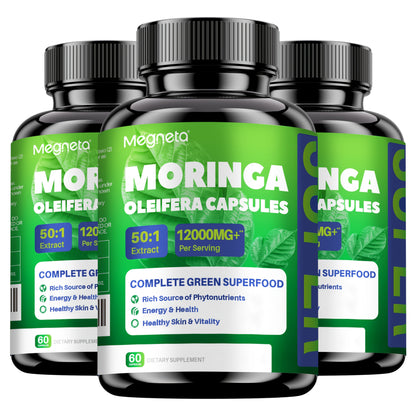 Moringa Capsules 12000mg Organic Superfood Supplement - Antioxidant, Immune Support for Bath Time, Home Spa and Personal Care