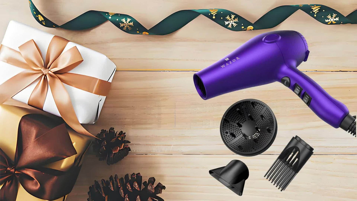 1875W Ionic Hair Dryer with Diffuser Concentrator Comb Nozzle – Professional Blow Dryer DC Motor 3 Heat 2 Speed Cool Shot Anti-Frizz Salon