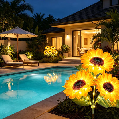 Solar Garden Lights Sunflower Stake Lanterns, IP44 with 1- or 2-Piece configurations Options for Lawn Decor