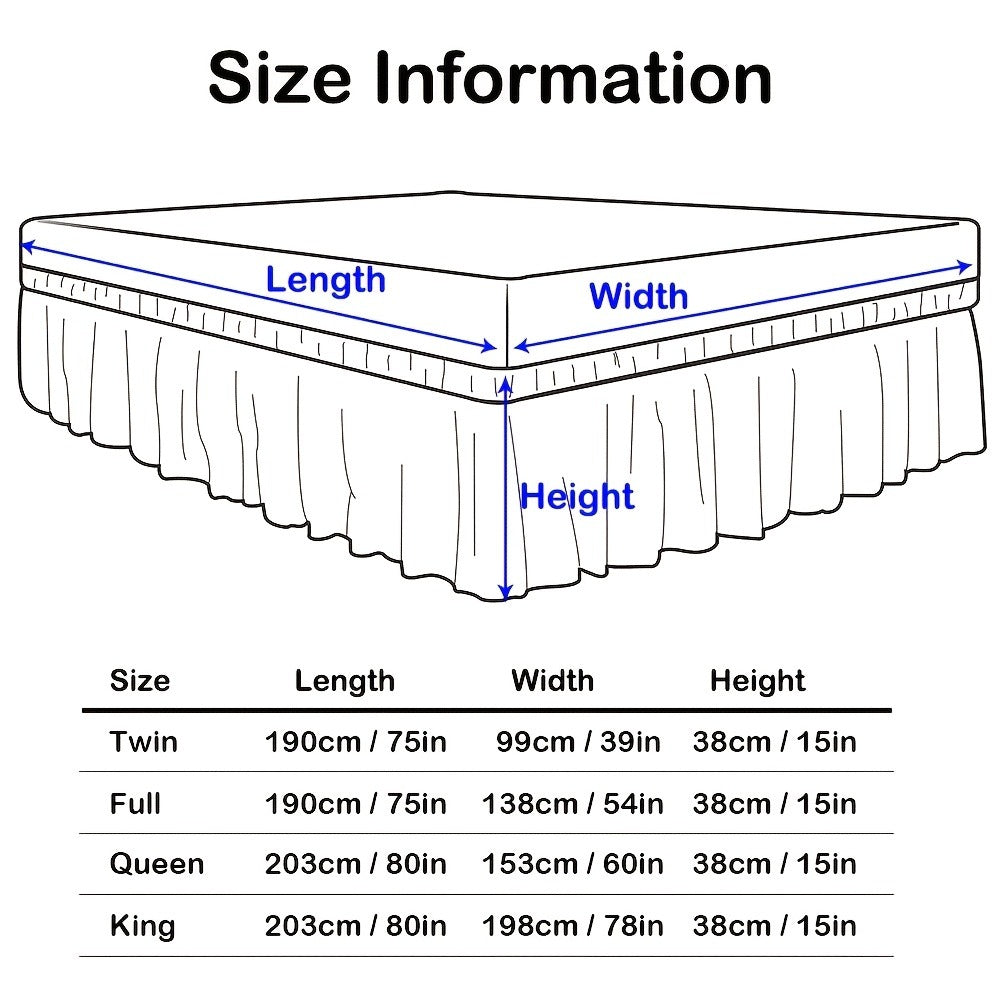 Bed Skirt with Adjustable Elastic Belt – Ruffle Microfiber Dust Ruffle 15 Inch Drop, Hotel Quality, Fade Resistant, Machine Washable