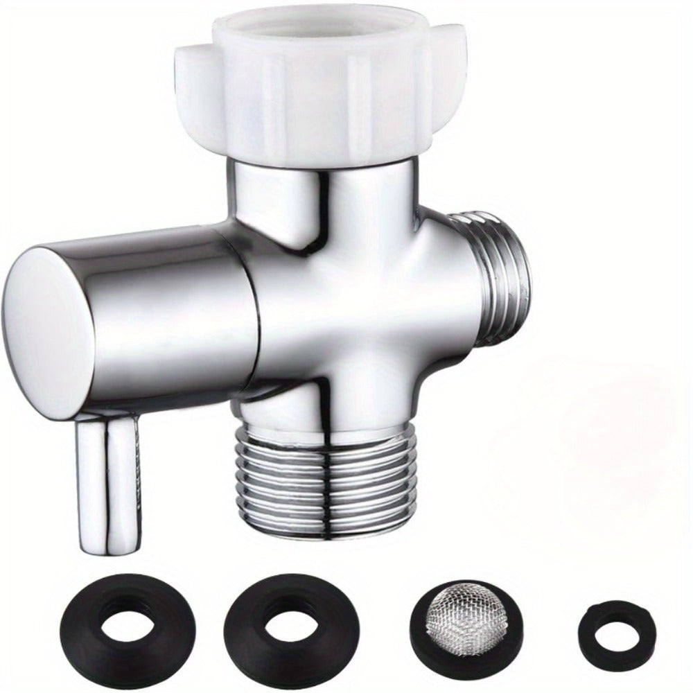 Toilet T-Adapter Diverter Valve with Shutoff – 304 Stainless Steel G7/8 American Thread, Chrome Finish