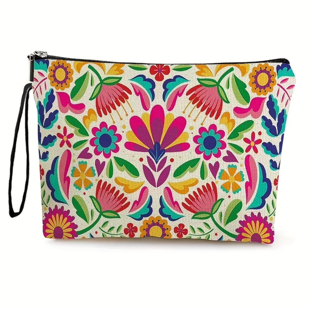Makeup Bag Four-Piece Zipper Pouch Set in Floral or Animal Prints for Travel, Vanity and Everyday Beauty Storage