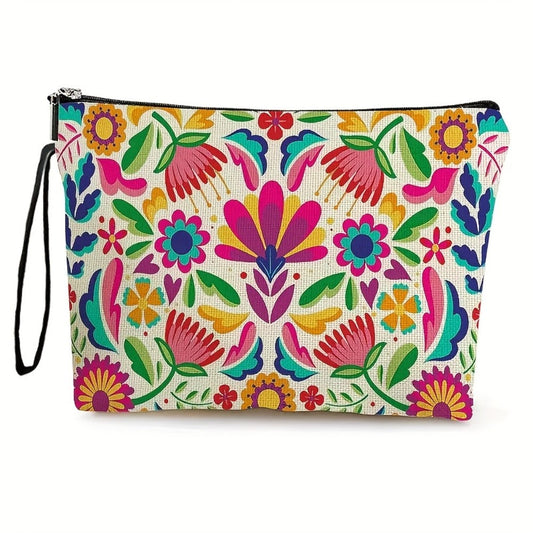 Makeup Bag Four-Piece Zipper Pouch Set in Floral or Animal Prints for Travel, Vanity and Everyday Beauty Storage