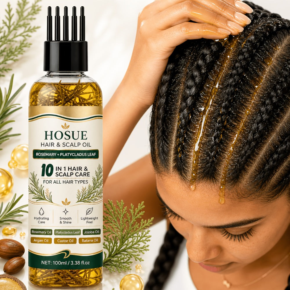 Hair Growth Oil 10-in-1 Botanical Herbal Blend Batana Rosemary Fenugreek Castor Red Onion Ginseng Turmeric Pumpkin Seed Nourishes
