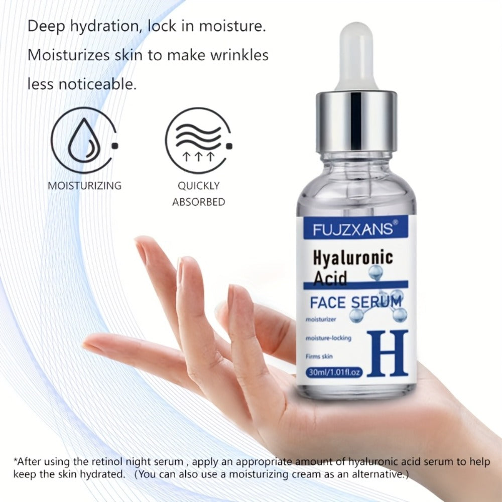 Vitamin C Retinol Hyaluronic Acid Serum Set, 3-Piece Day & Night Dropper Kit with Collagen & Glycerol