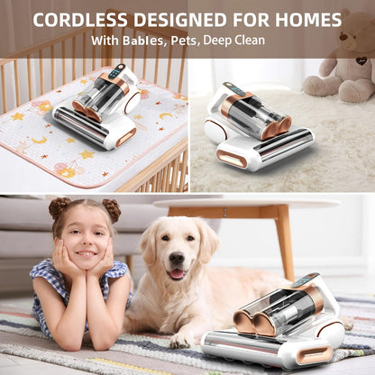 Mattress Vacuum Cleaner Handheld Bed Cleaner – 16KPa Strong Suction with UVC Light & Hot Air Heating, Deep Clean for Pillows, Sofa