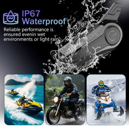 Motorcycle Helmet Bluetooth Intercom Headset – Wireless Real-Time 2-Rider Communication, Compatible with Full Face, 3/4 & Open Face Helmets