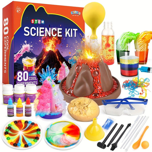 STEM Science Kit for Kids Ages 6-12, 60 80 105 Lab Experiments, Chemistry Set with Crystal Growing & Chemical Reactions