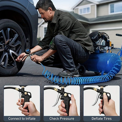 Digital Tire Pressure Gauge 200 PSI – LCD Backlit Display, 4-Unit Readings & 3 Connectors | Portable Inflator Gauge for Car, Truck