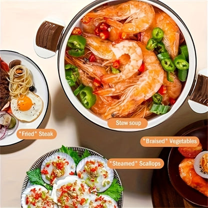 Enamel Cooking Pot Large, Nonstick Double-Handle Stew Pot for Stewing, Boiling & Baking for Entryways, Bedrooms and Living Spaces