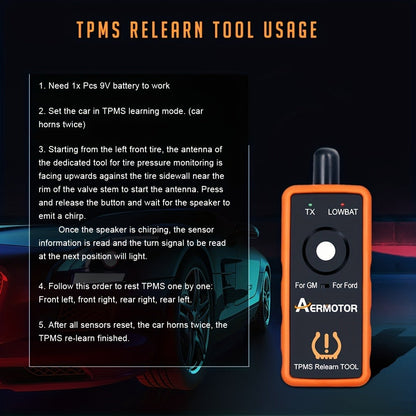 TPMS Relearn Tool 2-in-1 – Tire Pressure Sensor Reset & Activation for Ford & GM | 315MHz 433MHz | EL-50448 Compatible Automotive Diagnostic