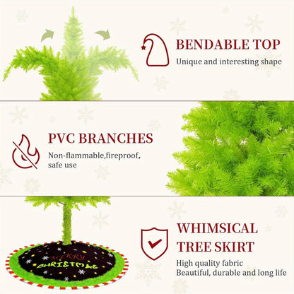 6FT Artificial Christmas Tree with Skirt, Balls & Stand, Flexible Full Christmas Tree Set with Unique Decorations for Home