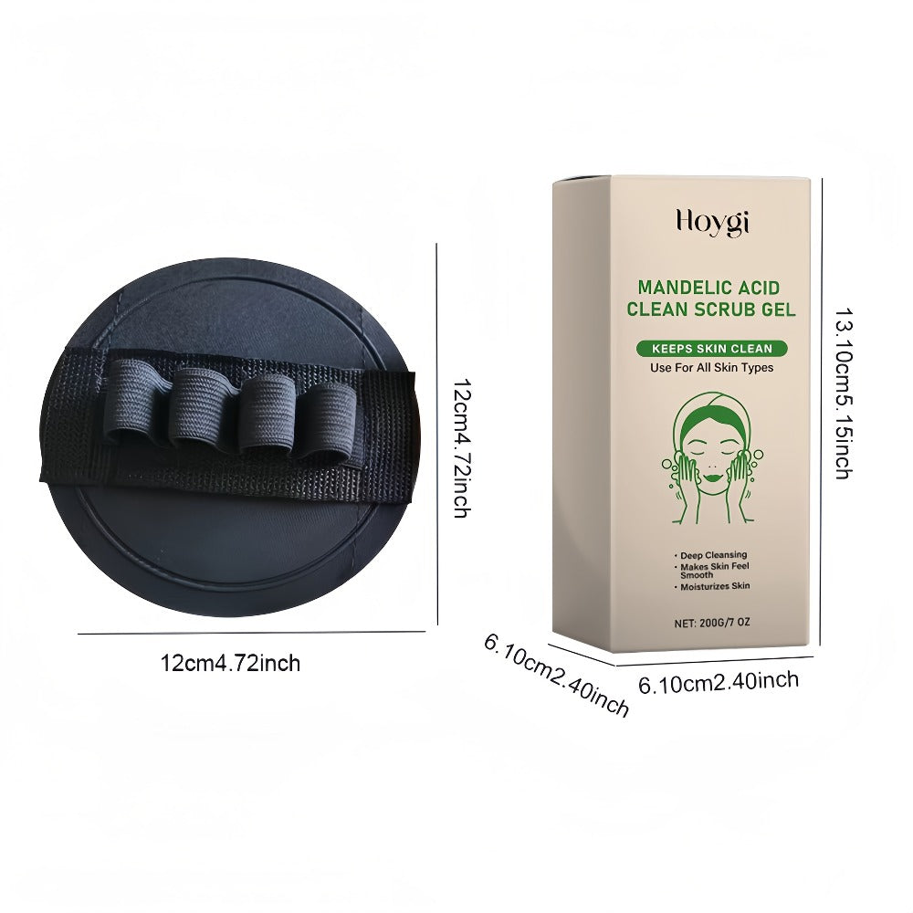 Mandelic Acid AHA Exfoliating Gel & Five-Finger Mud Scrubber Glove 2-Piece Set for Bath Time, Home Spa and Personal Care