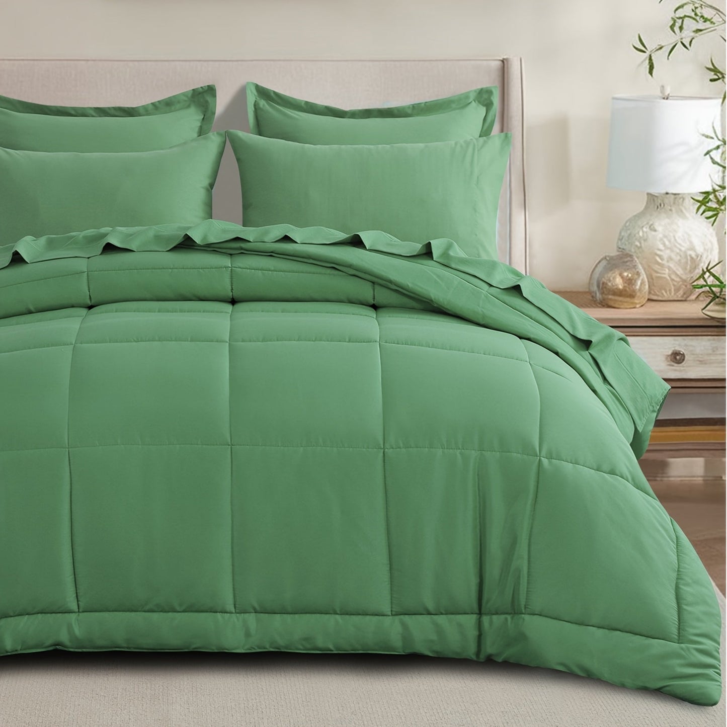 7 Piece Comforter Set Luxury Soft Fluffy Bedding All Season Bed in a Bag with Comforter Fitted Sheet Flat Sheet Pillowcases Hypoallergenic