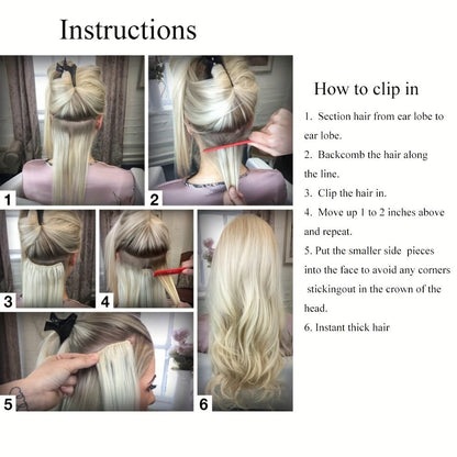 Hair Extensions Straight Brazilian Human Hair Clip-In Set with Eight Wefts, 18 Clips and Six Length Options