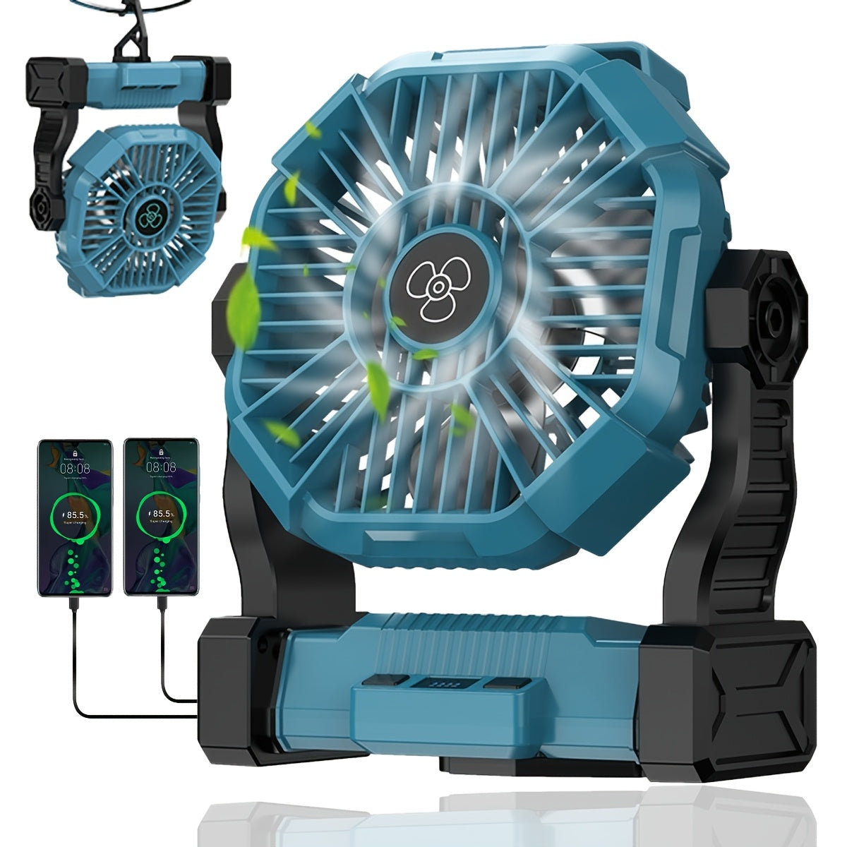 Portable Camping Fan 3-in-1 with LED Lantern & USB Charging – Battery Powered Tent Fan with Timer, 360° Rotation, for Outdoor Camping