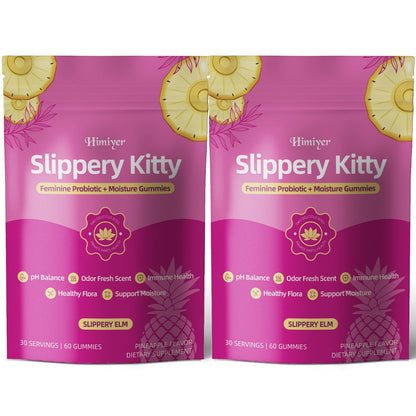 Women's Probiotic Gummies with Slippery Elm for pH Balance & Freshness, Pineapple Flavour, 60 Gummies