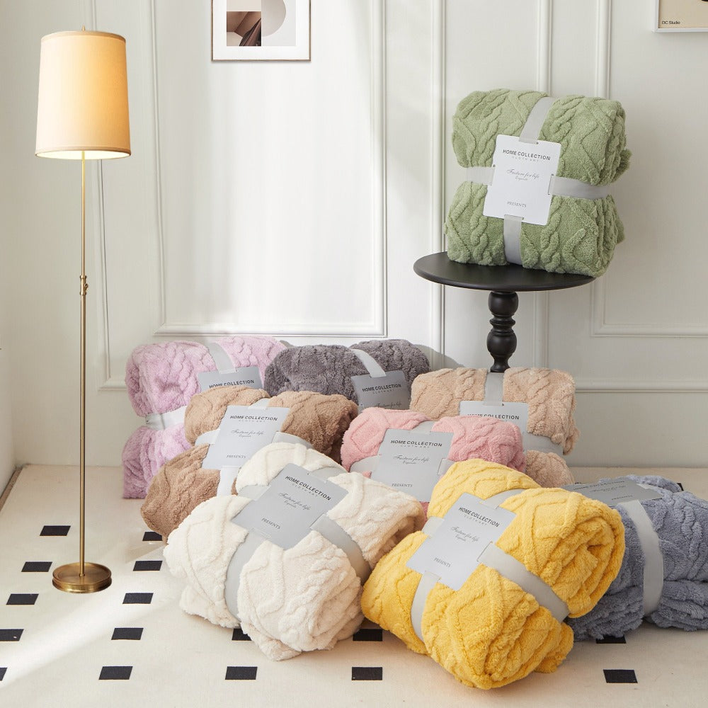 3D Plush Dense Weave Fleece Blanket, Ultra- Throw for Bed, Couch, Travel & Outdoor, Air-Conditioning Friendly