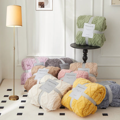 3D Plush Dense Weave Fleece Blanket, Ultra- Throw for Bed, Couch, Travel & Outdoor, Air-Conditioning Friendly