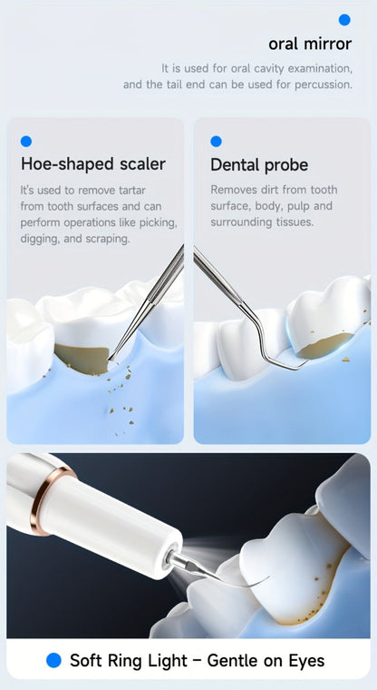 Electric Tooth Cleaner Tartar Remover Rechargeable – 5 Speed Modes, LED Light, USB Charging, 2 Replaceable Brush Heads